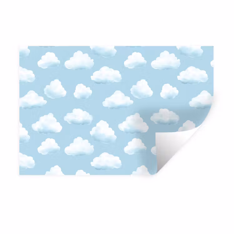 Wolken - Illustratie - Blauw Muursticker klein 286 -3d