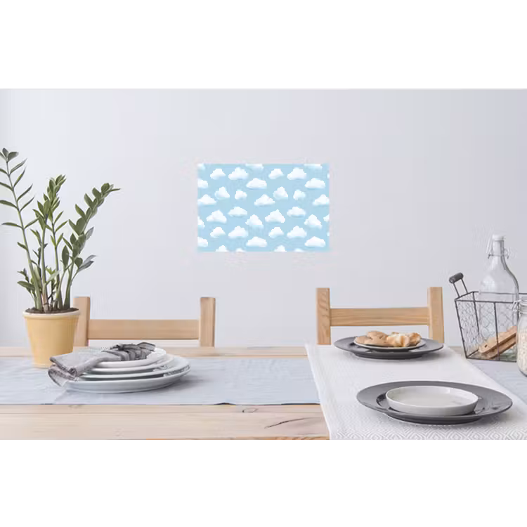 Wolken - Illustratie - Blauw Muursticker klein 286 -eettafel