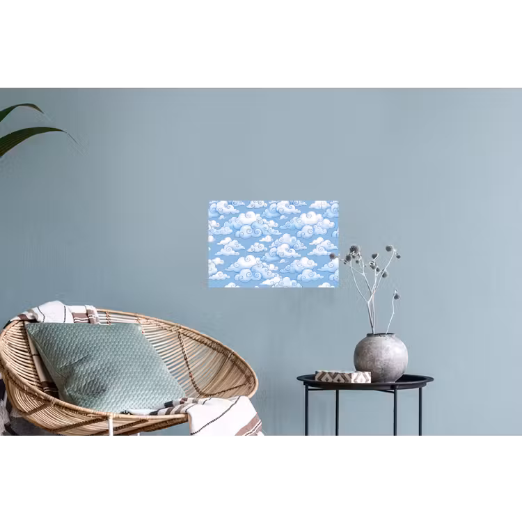 Wolken - Patroon - Hemel - Illustratie - Wit Muursticker klein -plant