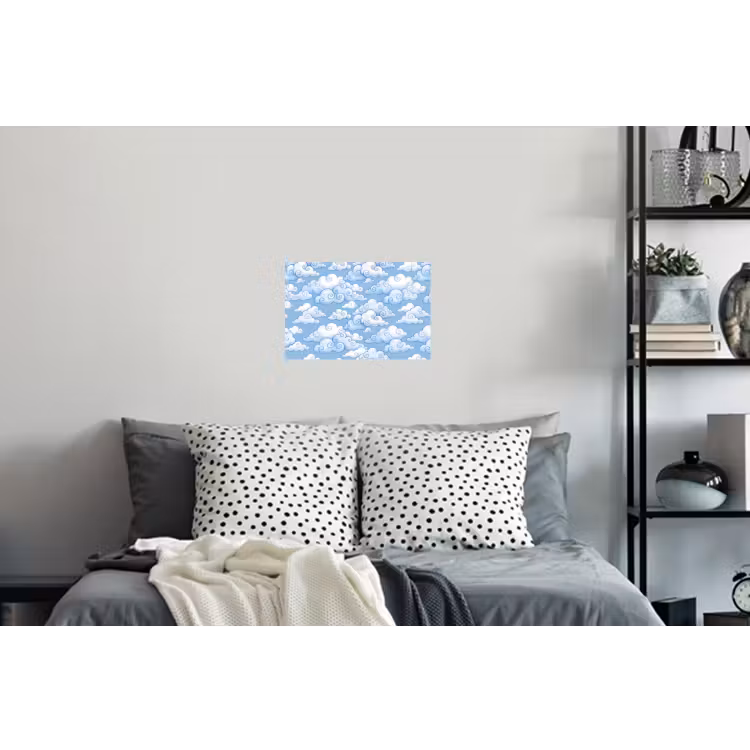Wolken - Patroon - Hemel - Illustratie - Wit Muursticker klein -slaapkamer