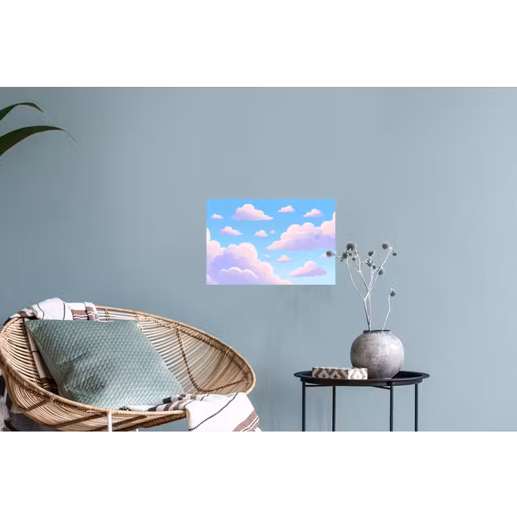 Wolken - Roze - Blauw - Natuur - Modern Muursticker klein -plant