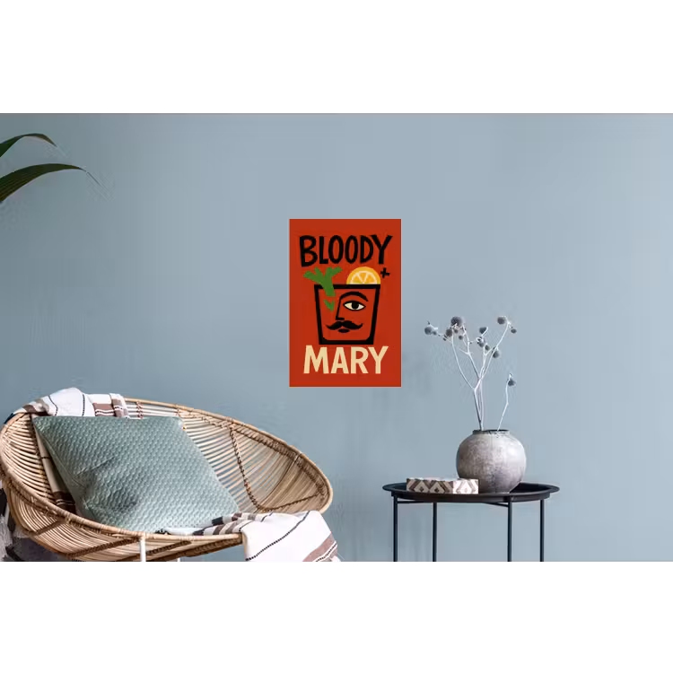 Cocktail - Art - Rood Muursticker klein -plant