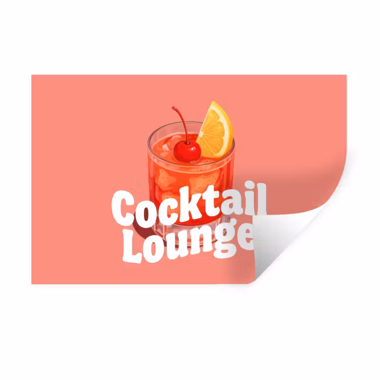 Cocktail Lounge - Glas - Koraal Muursticker klein -3d