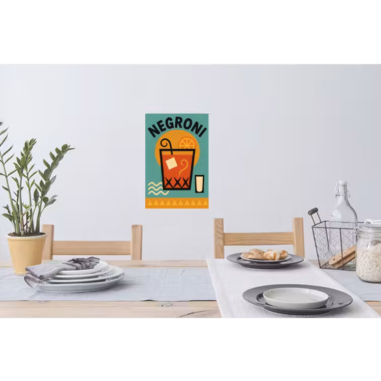 Cocktail - Negroni - Art - Sinaasappel Muursticker klein -eettafel