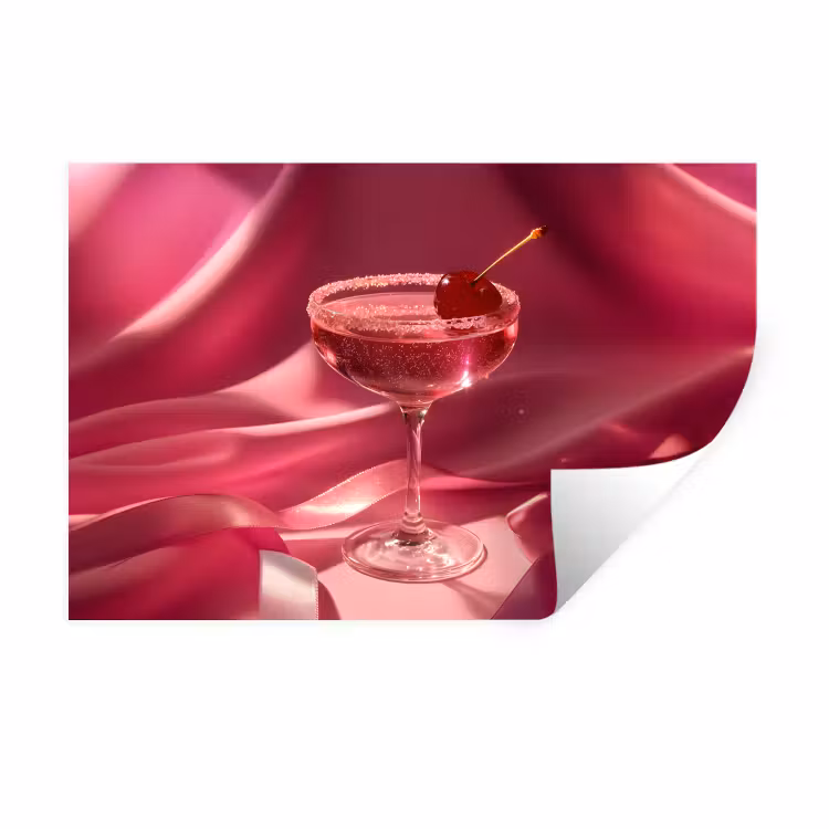 Cocktail - Pink - Luxe Muursticker klein -3d