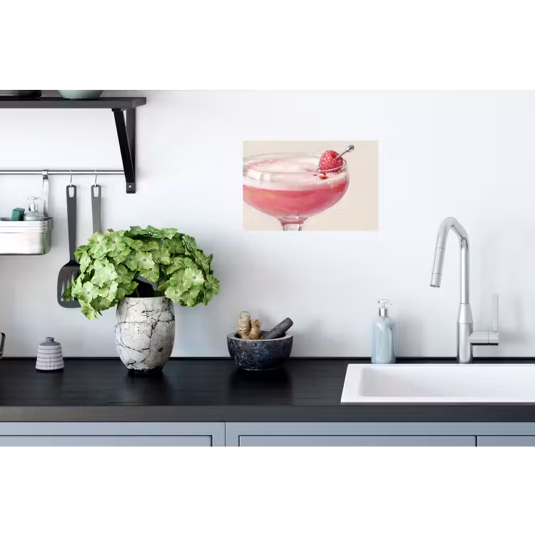 Cocktail - Framboos - Drank - Modern - Roze Muursticker klein -keuken