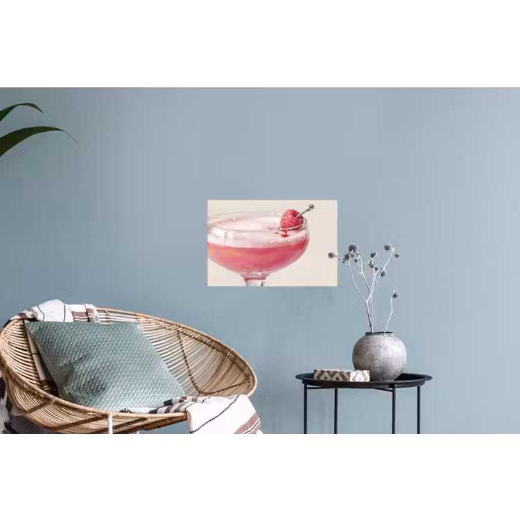 Cocktail - Framboos - Drank - Modern - Roze Muursticker klein -plant