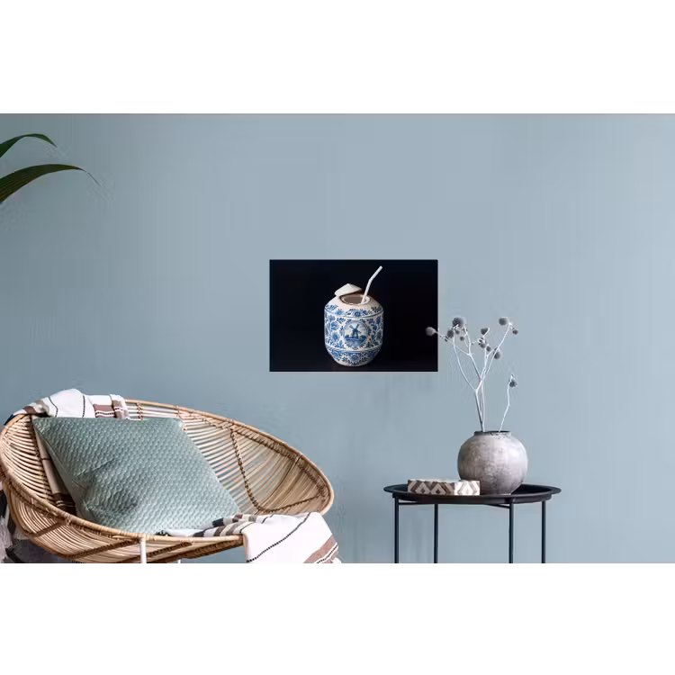 Kokosnoot - Eten - Delfts blauw - Drinken Muursticker klein -plant