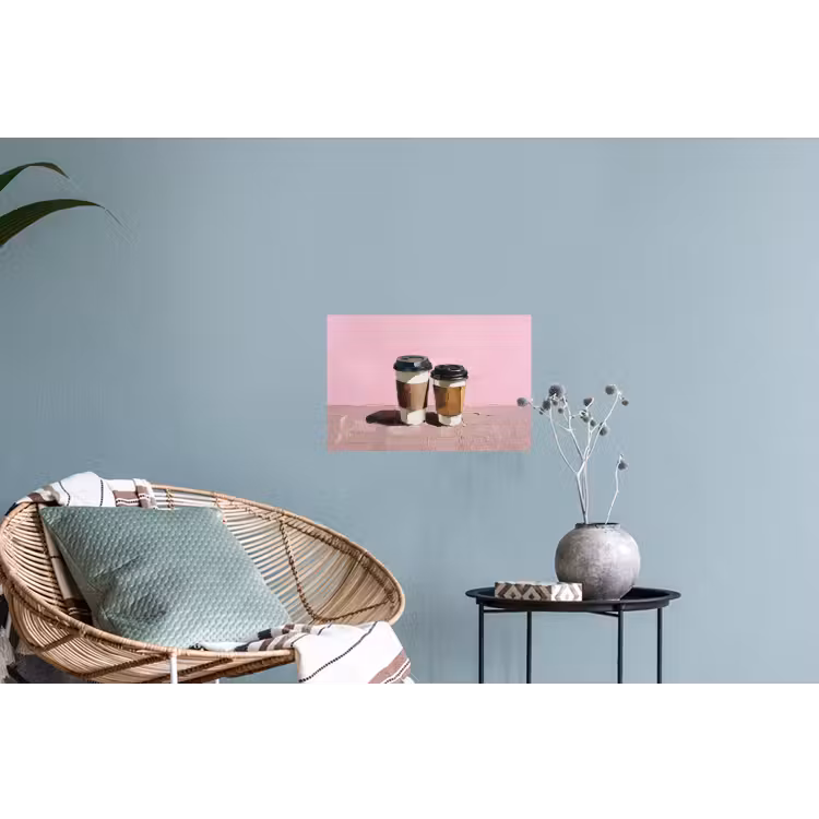 Koffiebekers - Deksel - Verf - Textuur Muursticker klein -plant
