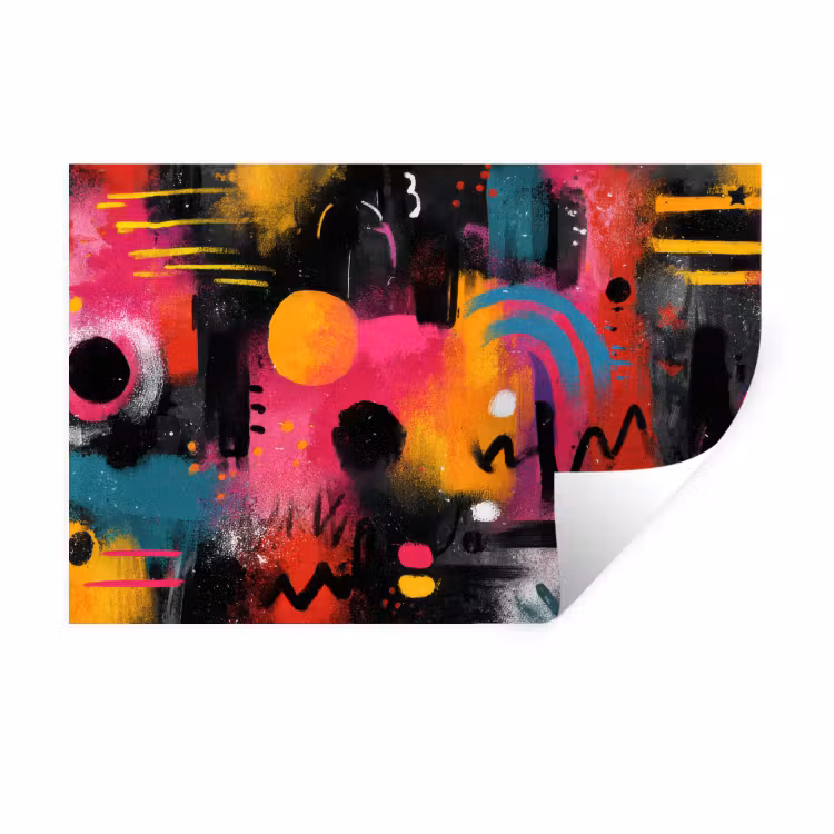 Kleurvlakken - Vormen - Kleurrijk - Abstract Muursticker klein -3d