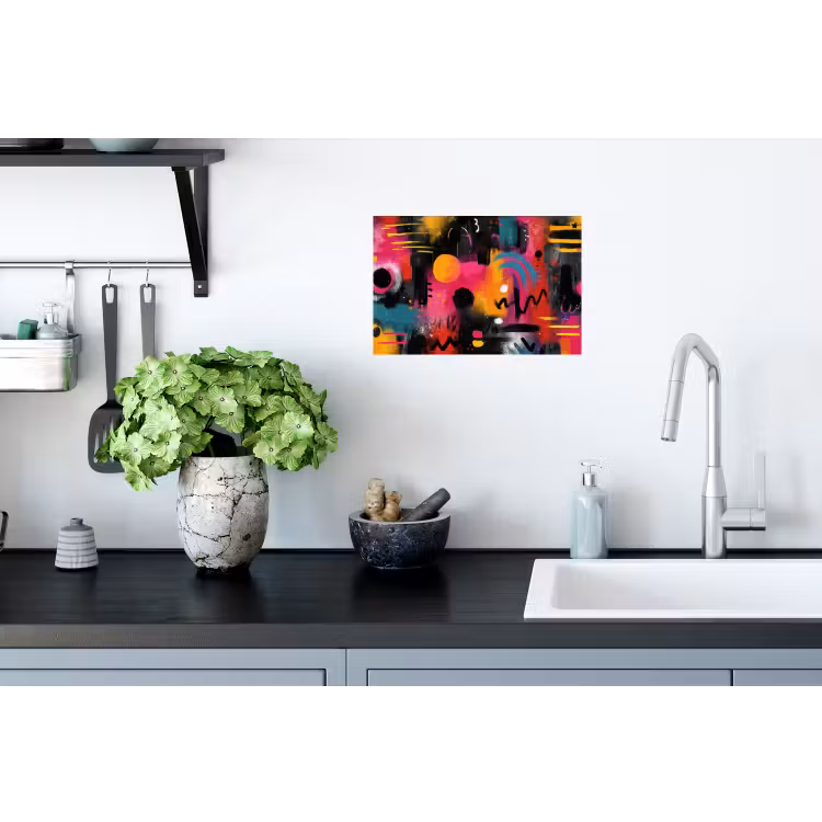 Kleurvlakken - Vormen - Kleurrijk - Abstract Muursticker klein -keuken