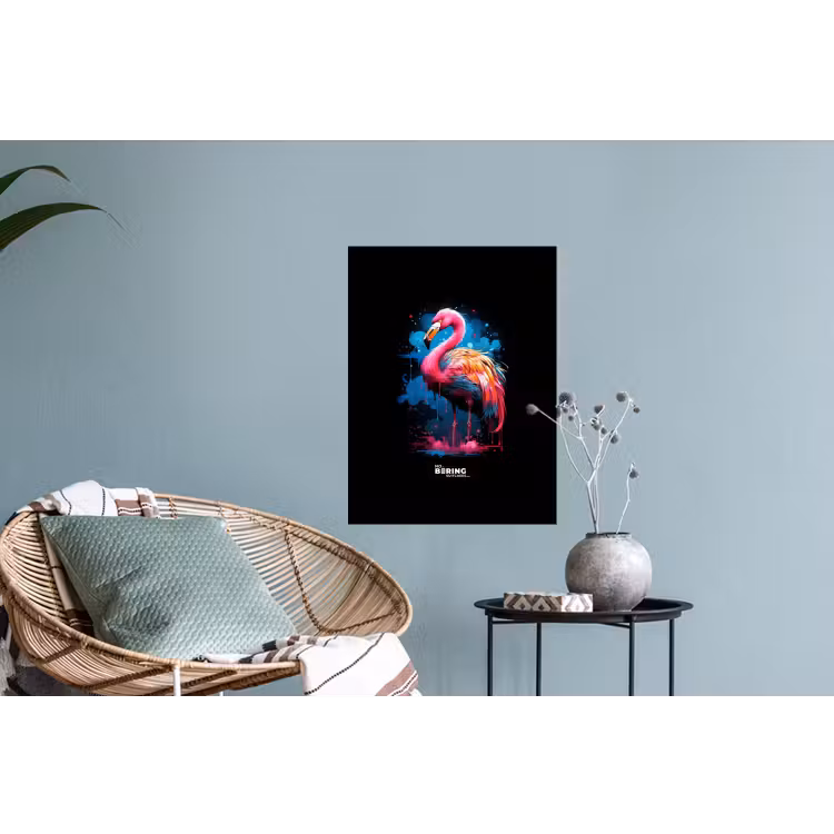 Gekleurde flamingo voor een verfexplosie Muursticker klein -plant