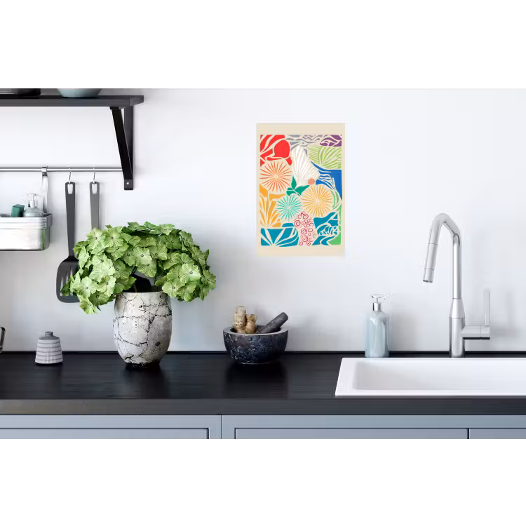 Kleurrijk - Abstract - Bloemen - Patronen Muursticker klein -keuken