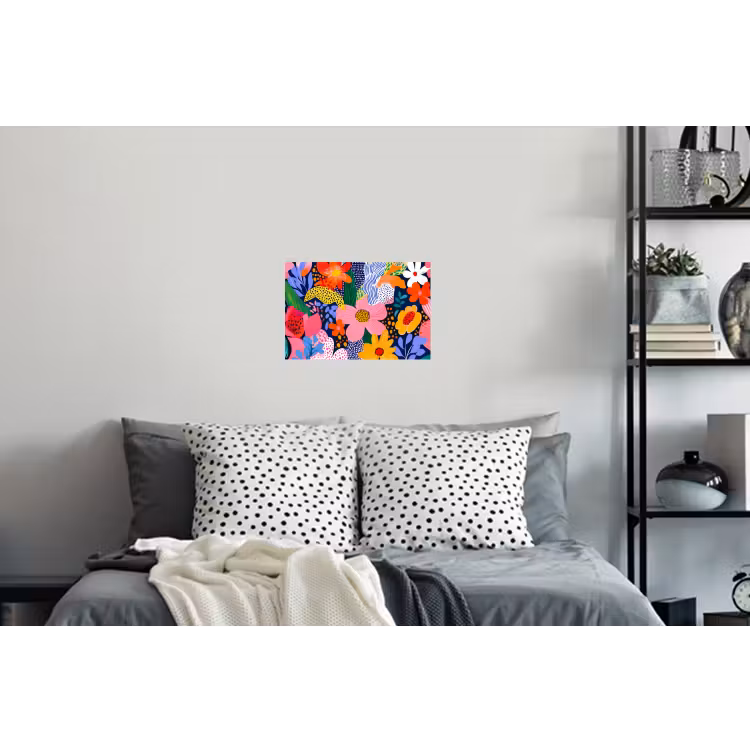 Kleurrijk - Bloemen - Abstract - Stippen Muursticker klein -slaapkamer