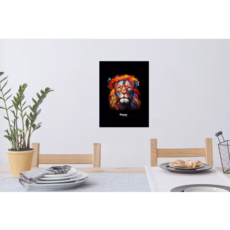 Kleurrijke leeuw in graffiti stijl Muursticker klein -eettafel