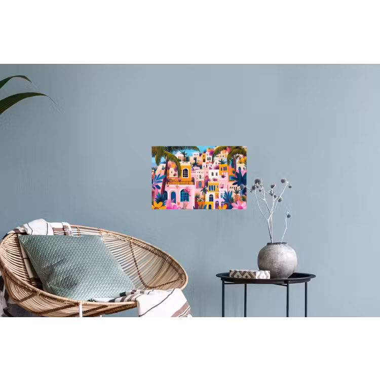 Kleurrijk - Roze - Oranje - Geel - Bloemen Muursticker klein -plant