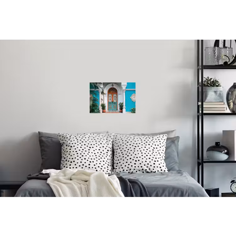 Zuilen - Sierlijke - Deur - Blauw Muursticker klein -slaapkamer