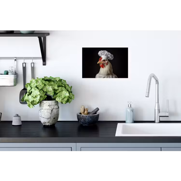 Kok - Rood - Kip Muursticker klein -keuken