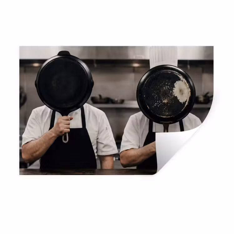 Koks - Koekenpannen - Keuken Muursticker klein -3d