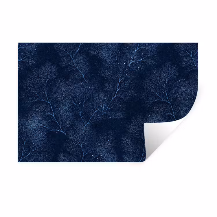 Koraal - Takken - Patroon - Nachtblauw Muursticker klein 286 -3d