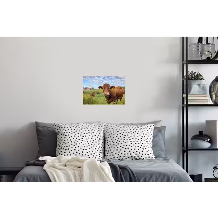 Koe - Weide - Bloemen Muursticker klein -slaapkamer