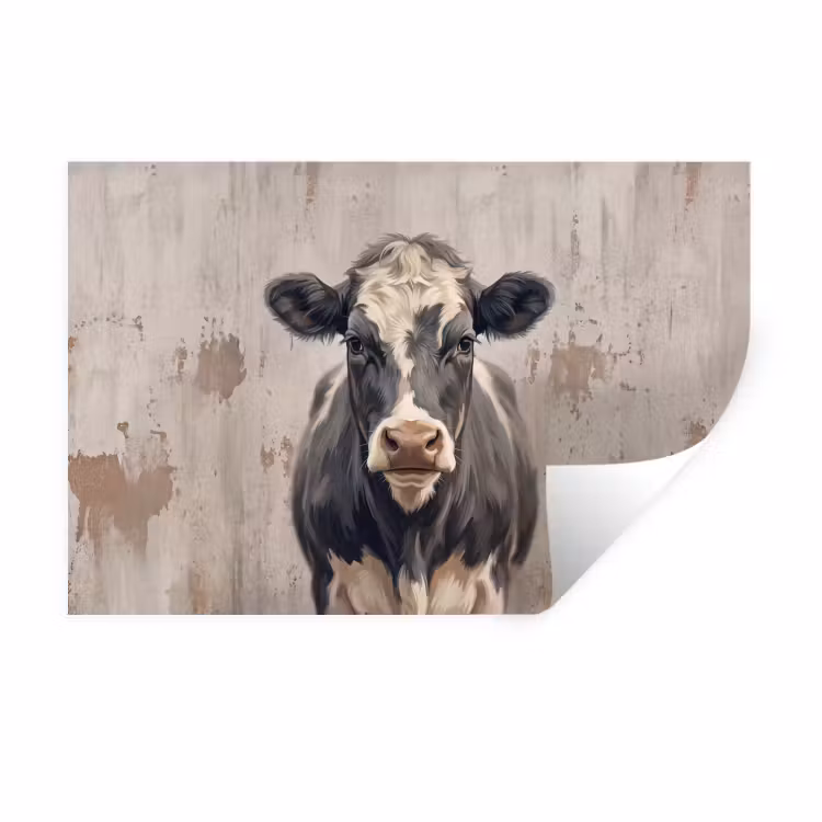 Koe - Portret - Dieren - Modern Muursticker klein -3d
