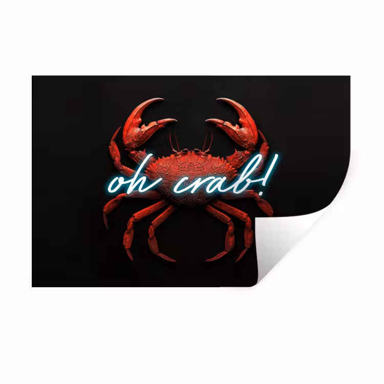 Krab - Rood - Neon - Quote Muursticker klein -3d