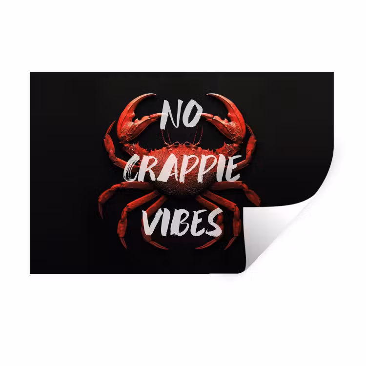 Krab - Rood - Tekst - Zwart Muursticker klein -3d
