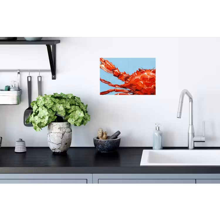 Krab - Zee - Dieren - Abstract - Rood Muursticker klein -keuken