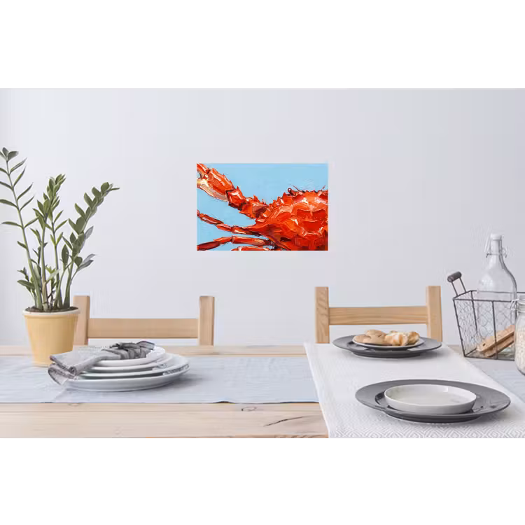 Krab - Zee - Dieren - Abstract - Rood Muursticker klein -eettafel