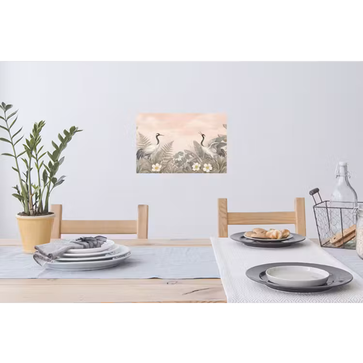 Kraanvogels - Natuur - Roze Muursticker klein -eettafel