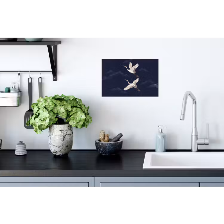 Kraanvogels - Nachthemel - Blauw Muursticker klein -keuken