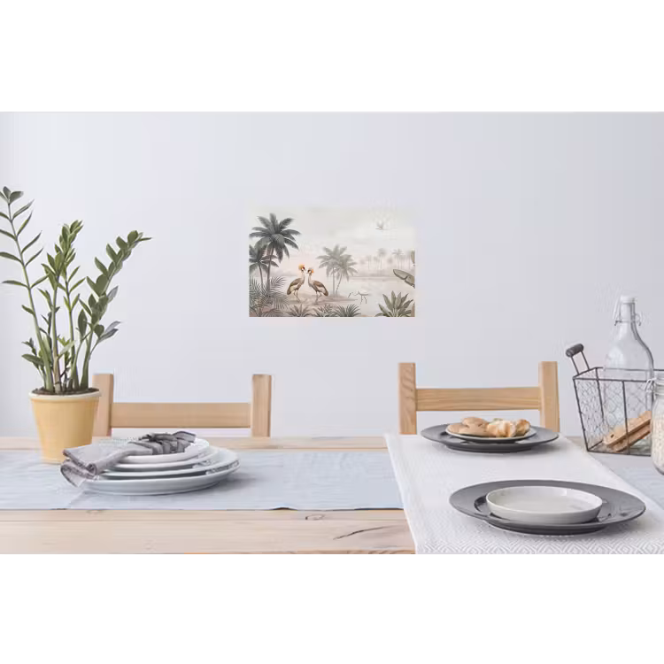 Kraanvogels - Palmbomen - Tropisch Muursticker klein -eettafel