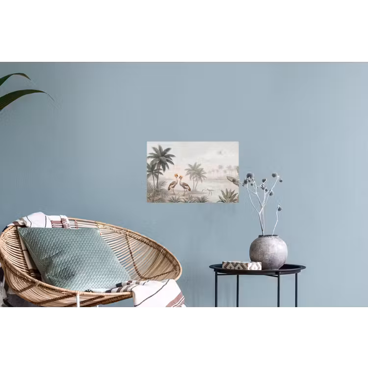Kraanvogels - Palmbomen - Tropisch Muursticker klein -plant