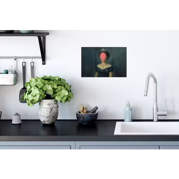 Kroon - Roze druipend verf - Portret Muursticker klein -keuken