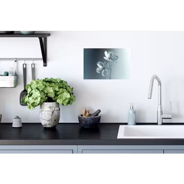 Kristal - Bloemen - Grijs Muursticker klein -keuken
