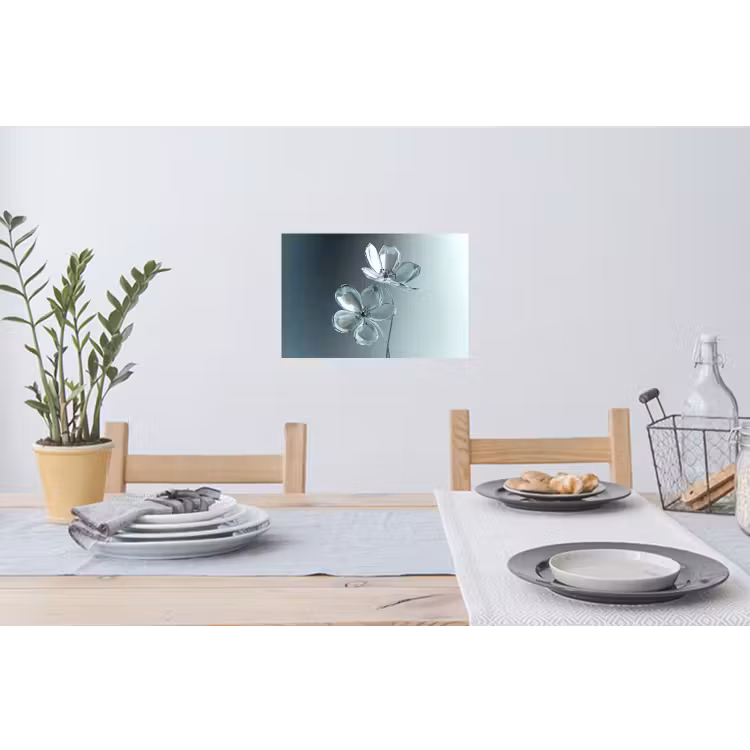 Kristal - Bloemen - Grijs Muursticker klein -eettafel