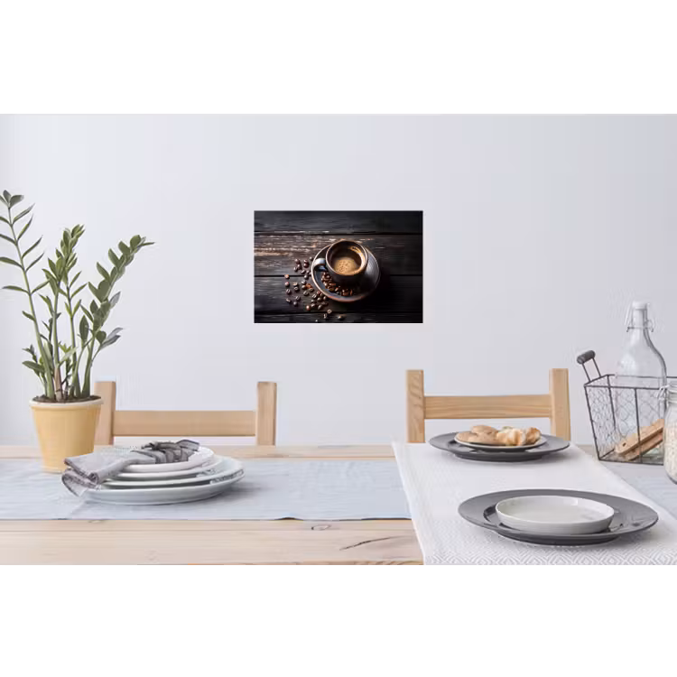 Kop - Koffie - Hout - Bonen Muursticker klein -eettafel