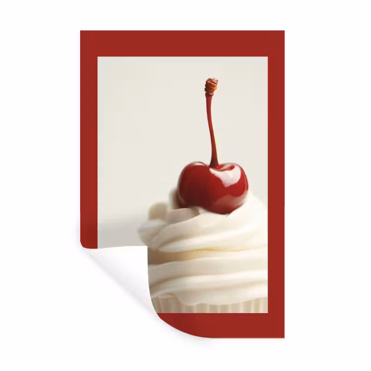 Cupcake - Kers - Rood Muursticker klein -3d