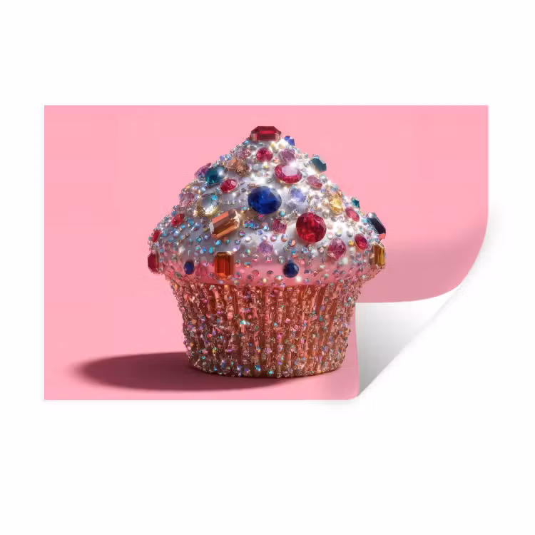 Cupcake - Kleurrijk - Edelstenen Muursticker klein -3d
