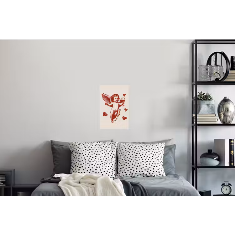 Cupido - Hartjes - Rood - Klassiek Muursticker klein -slaapkamer
