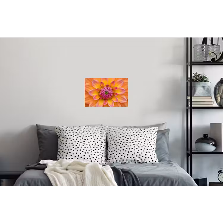 Dahlia - Bloem - Oranje Muursticker klein -slaapkamer