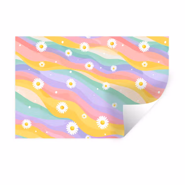 Madeliefjes - Kleurrijk - Pastel - Vrolijk Muursticker klein -3d