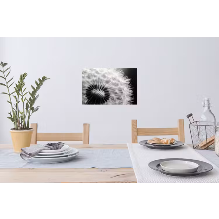 Paardenbloem - Zwart - Wit Muursticker klein -eettafel