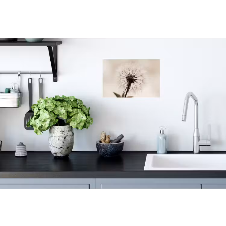 Paardenbloem - Minimalistisch - Wit Muursticker klein -keuken