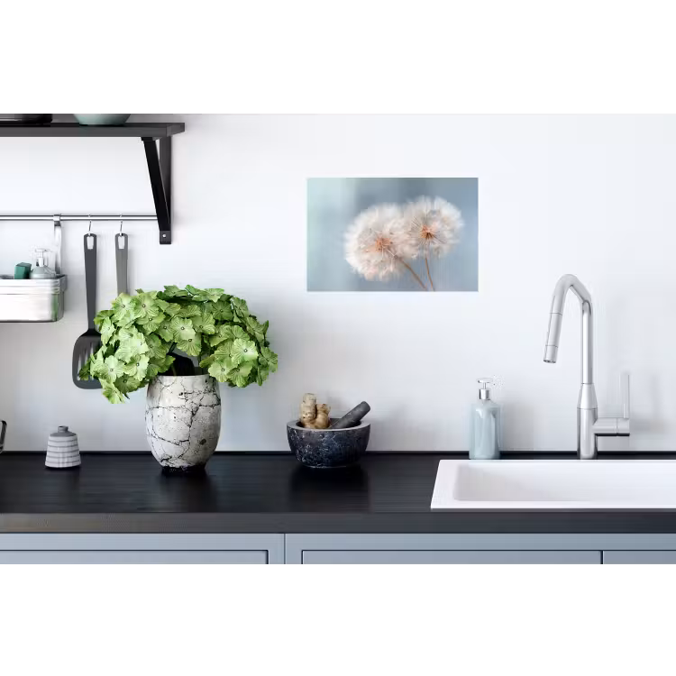 Paardenbloemen - Pluisjes - Wit Muursticker klein -keuken