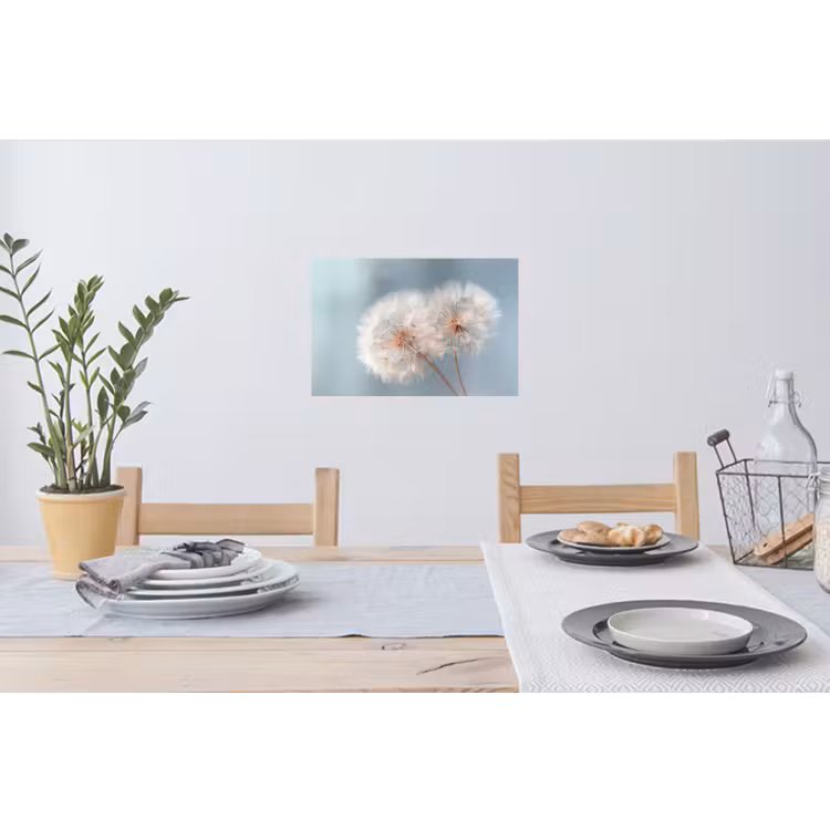 Paardenbloemen - Pluisjes - Wit Muursticker klein -eettafel