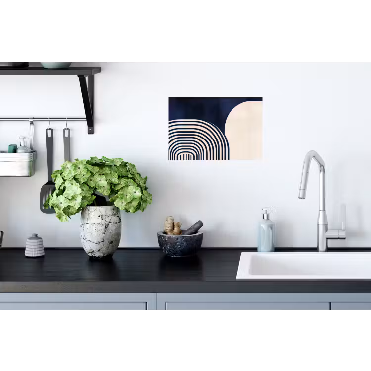 Donkerblauw - Abstract - Lijnen Muursticker klein -keuken
