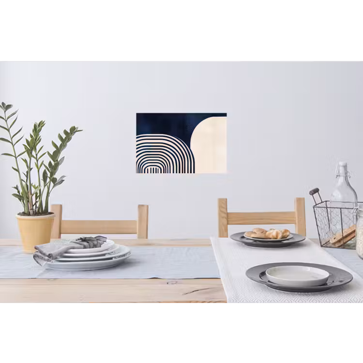 Donkerblauw - Abstract - Lijnen Muursticker klein -eettafel