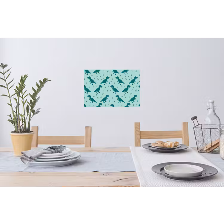 Donkergroen - Dinosaurussen - Afdrukken - Bladeren Muursticker klein -eettafel